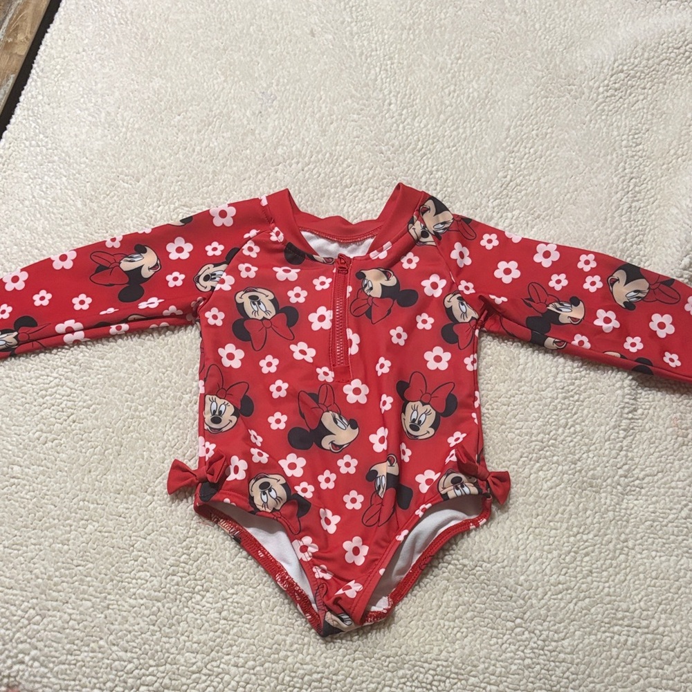 Disney Minnie Mouse Red Floral Bodysuit